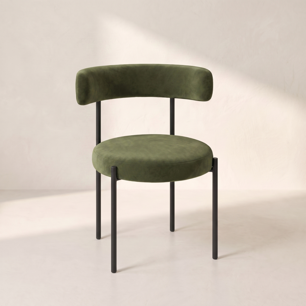 Bouclé Chair – Olive Moss