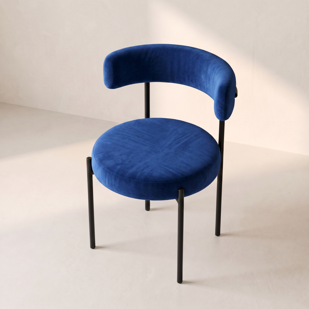Bouclé Chair – Cobalt Blue