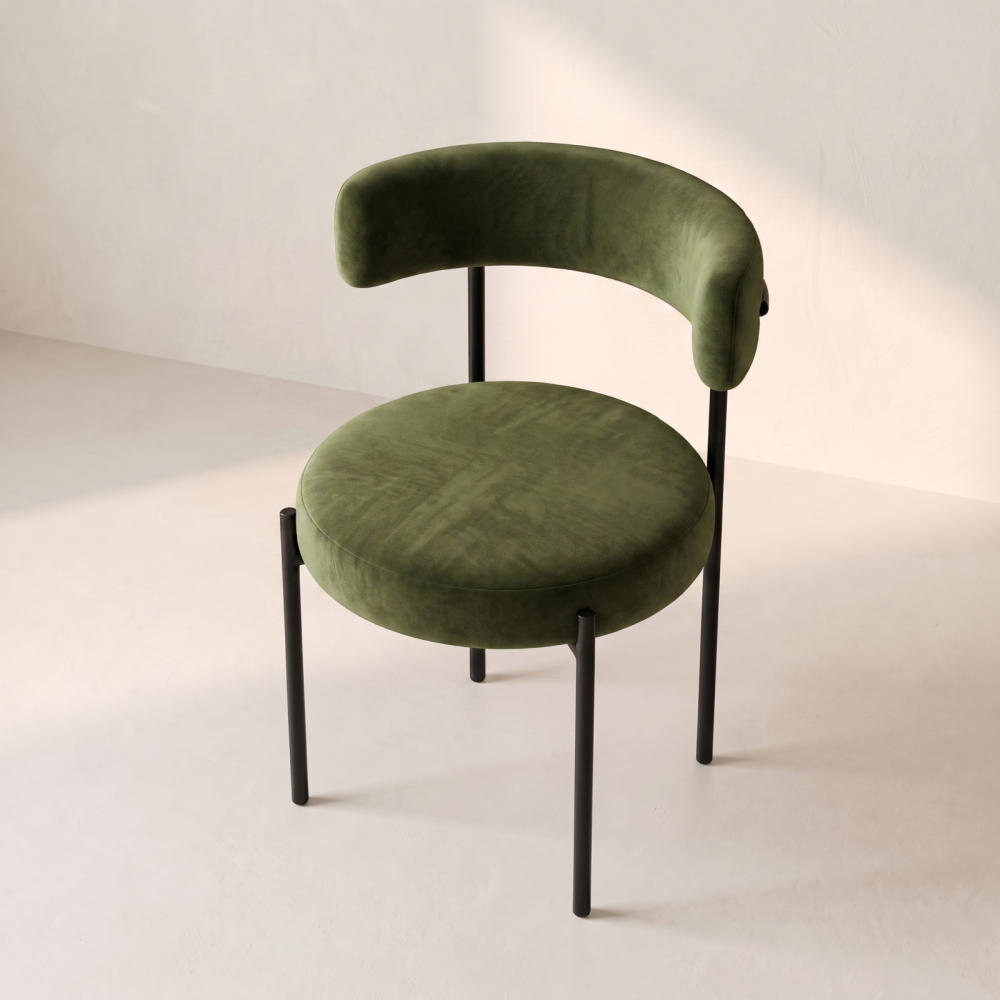 Bouclé Chair – Olive Moss