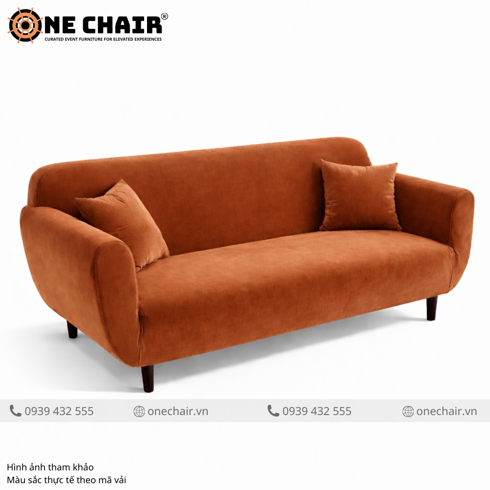 Sofa Băng Nhung Màu Nâu Đất – Hơi Thở Earthy Luxe Cho Sự Kiện Tinh Tế