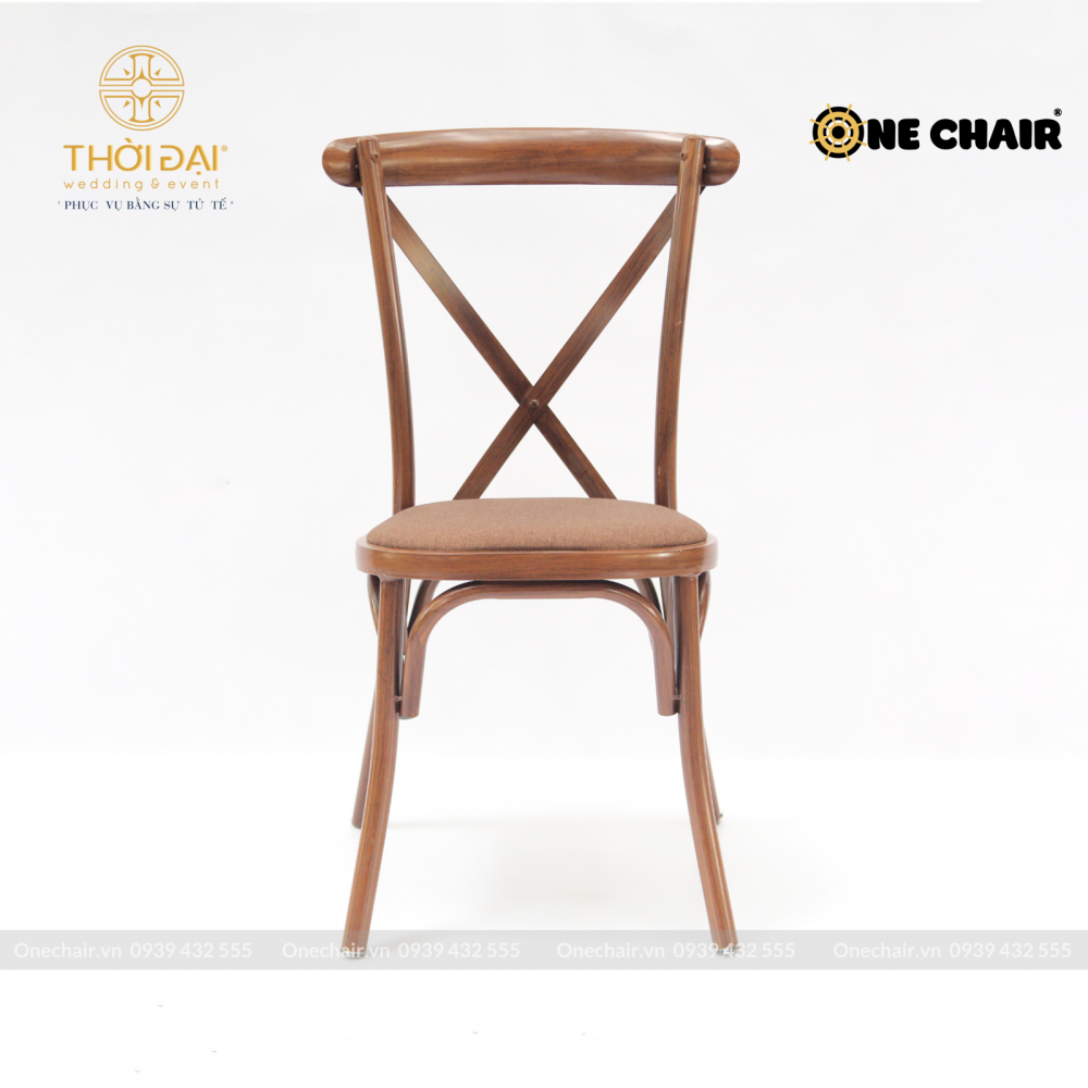 Ghế thép không gỉ crossback chữ X cho sự kiện tiệc cưới, nhà hàng khách sạn xếp chồng nên nhau đa năng