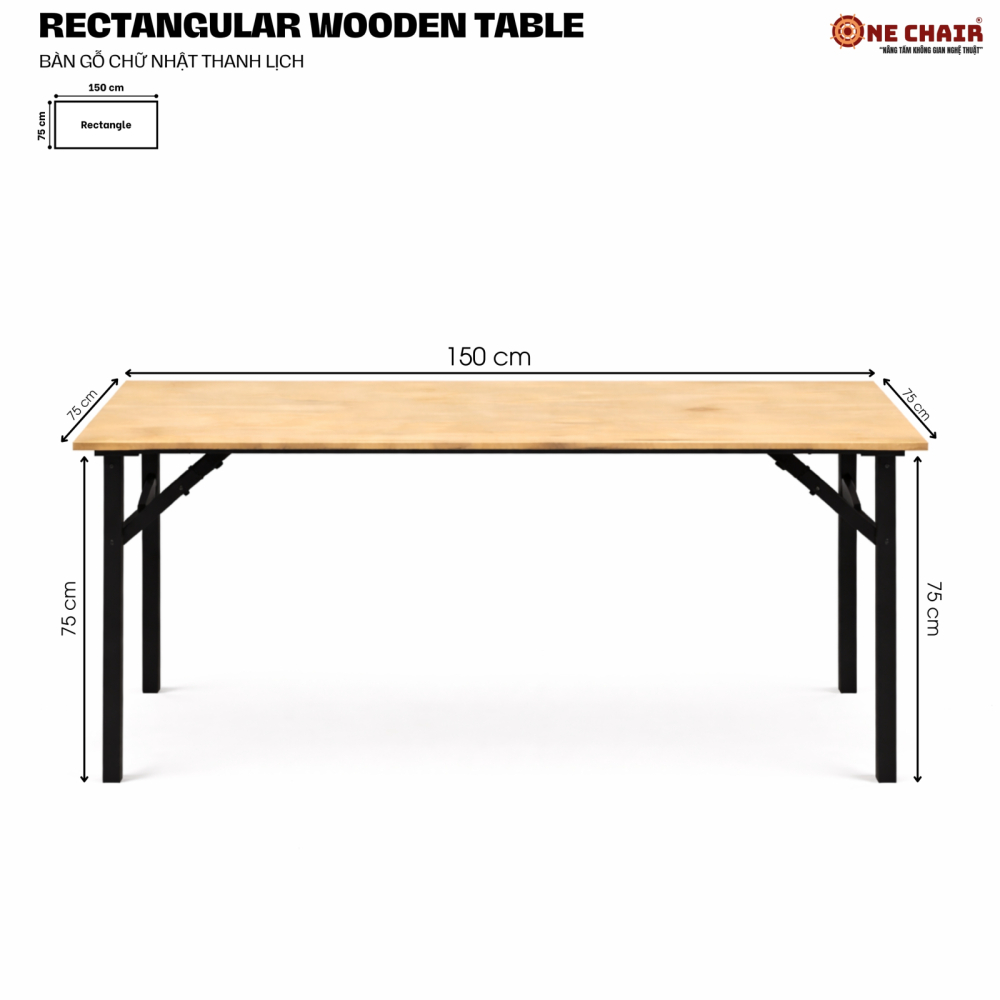 Bàn Chữ Nhật Sự Kiện – Size 150 × 75 × 75 cm