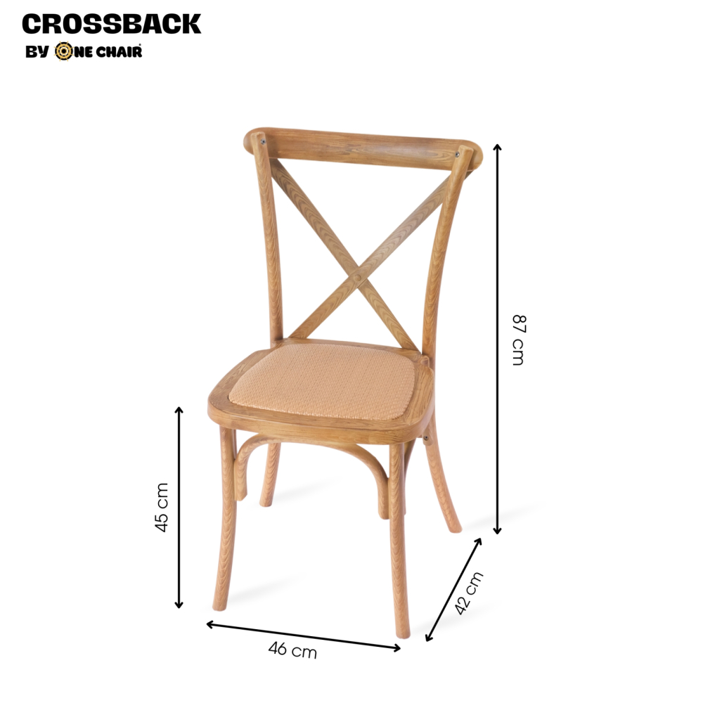 Ghế Crossback Natural - Vân Gỗ Tự Nhiên, Biểu Tượng Rustic Cho Sự Kiện Ngoài Trời