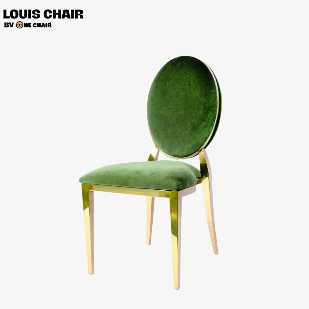Louis Chair Nhung Xanh - Ghế Tiệc Cưới Mạ Vàng Sang Trọng, Cá Tính