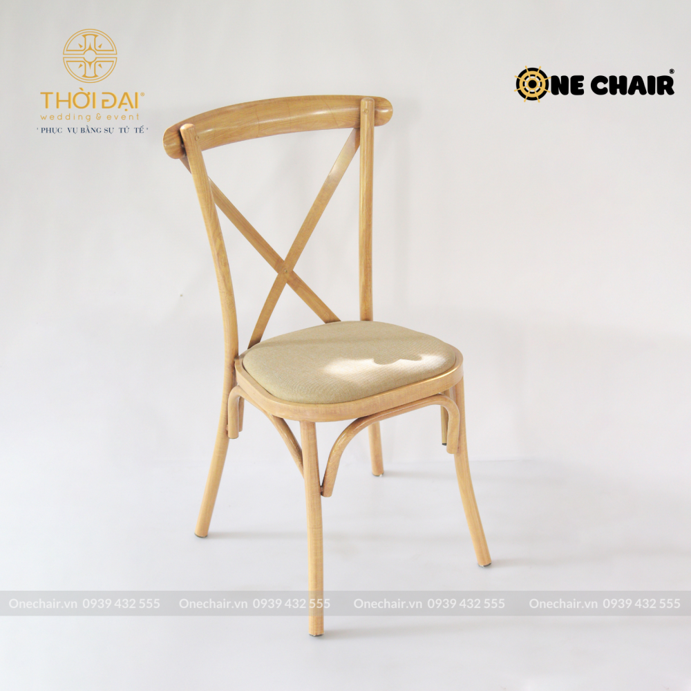 Ghế thép không gỉ crossback chữ X cho sự kiện tiệc cưới, nhà hàng khách sạn xếp chồng nên nhau đa năng