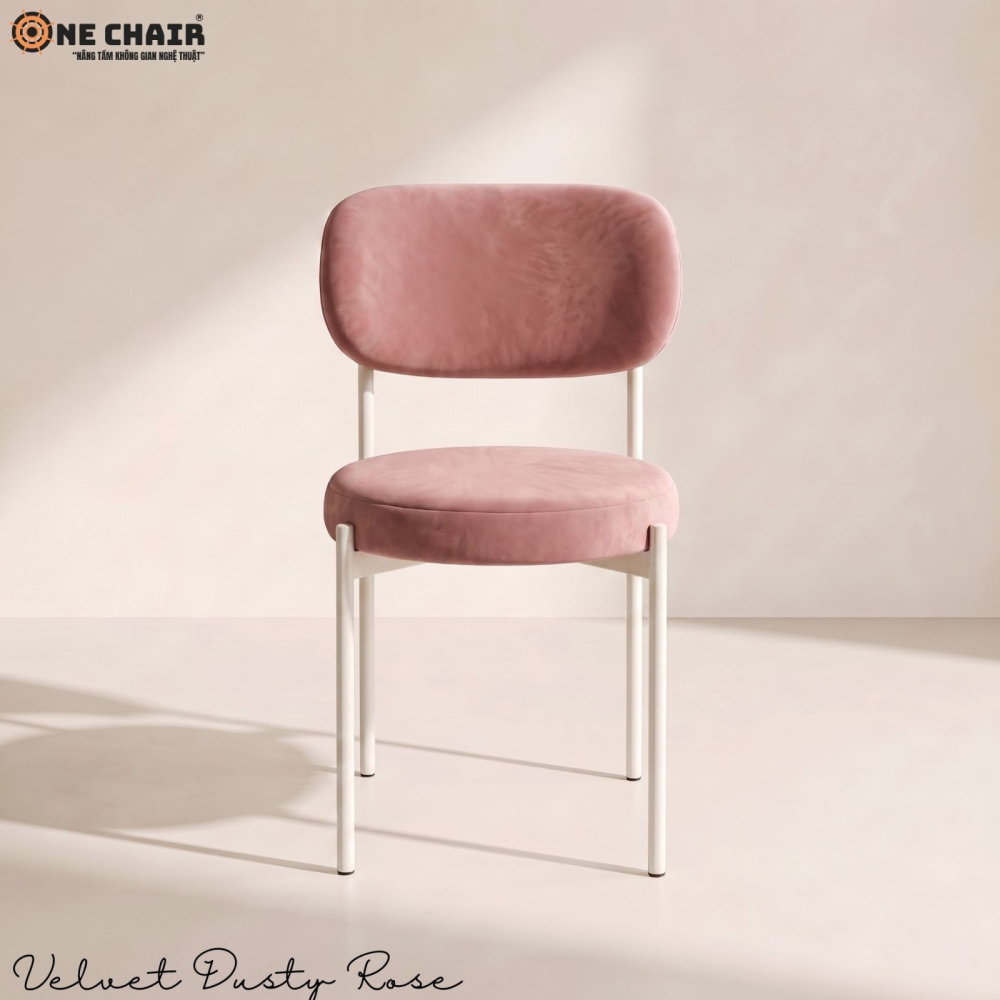 Velvet Chair – Pink (White Frame)