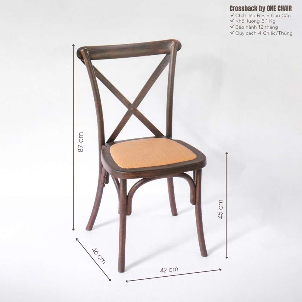 NEW - Ghế Crossback Brown | Phong Cách Sang Trọng và Đậm Chất Cổ Điển
