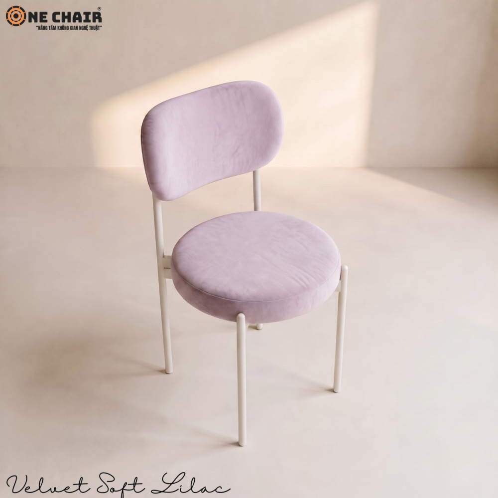Velvet Chair – Soft Lilac (White Frame)