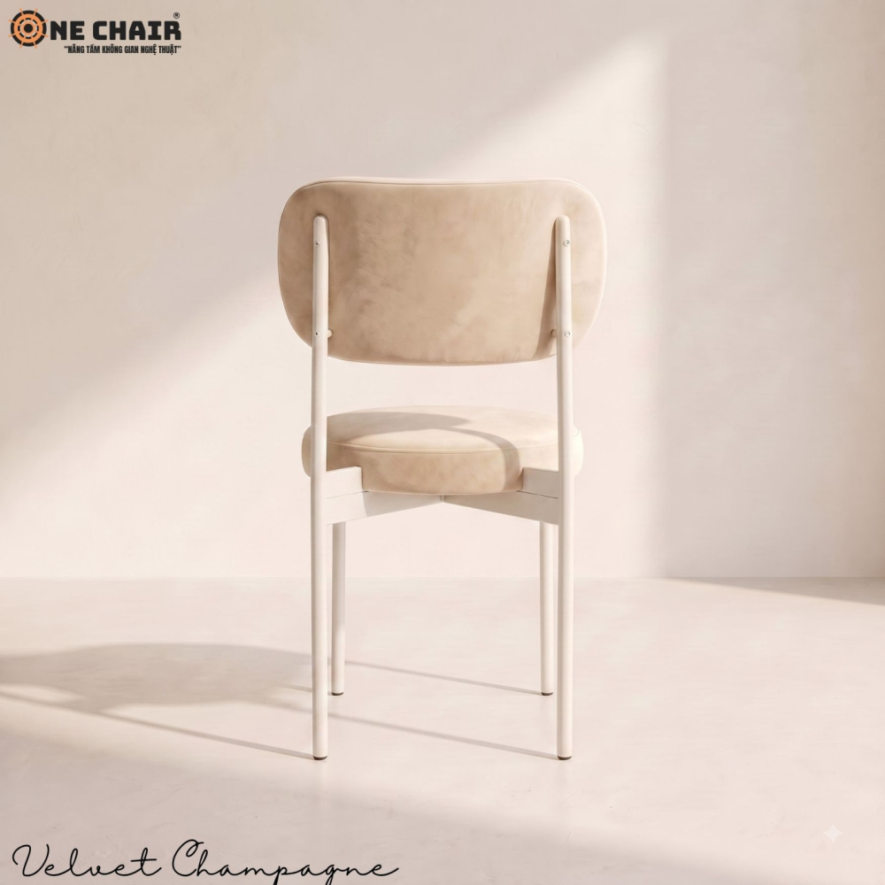 Velvet Chair – Champagne (White Frame)