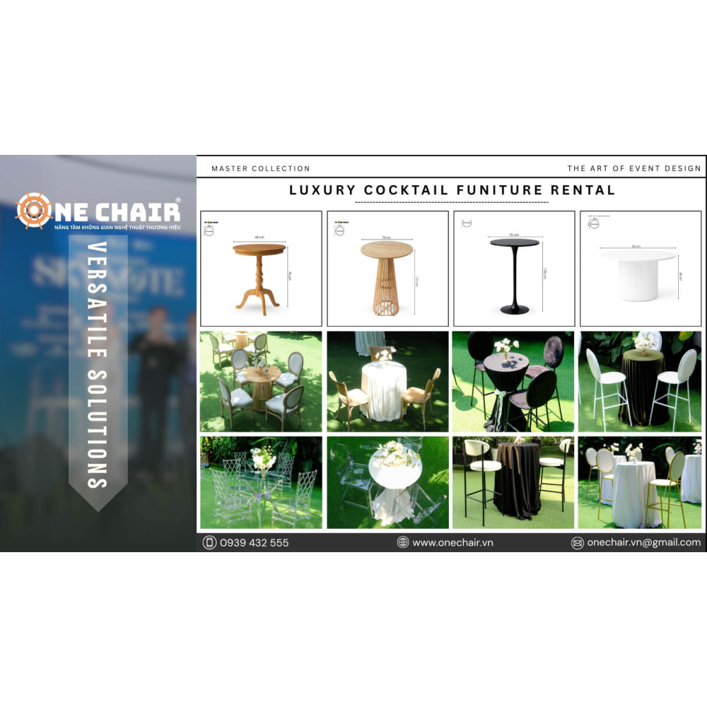 Dịch Vụ Cho Thuê Bàn Ghế Cocktail Cao Cấp Tại TP.HCM – ONE CHAIR Nâng Tầm Không Gian Nghệ Thuật