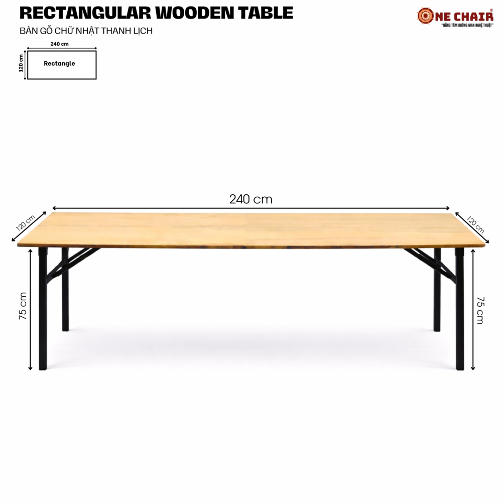 Bàn Sự Kiện Chữ Nhật – Size 120 × 240 CM