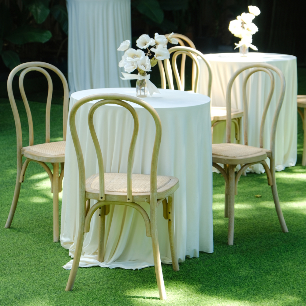 Thonet Chair - Ghế Thonet & Bàn Cocktail Trắng / Mộc Mạc Tinh Tế Cho Tiệc Vườn