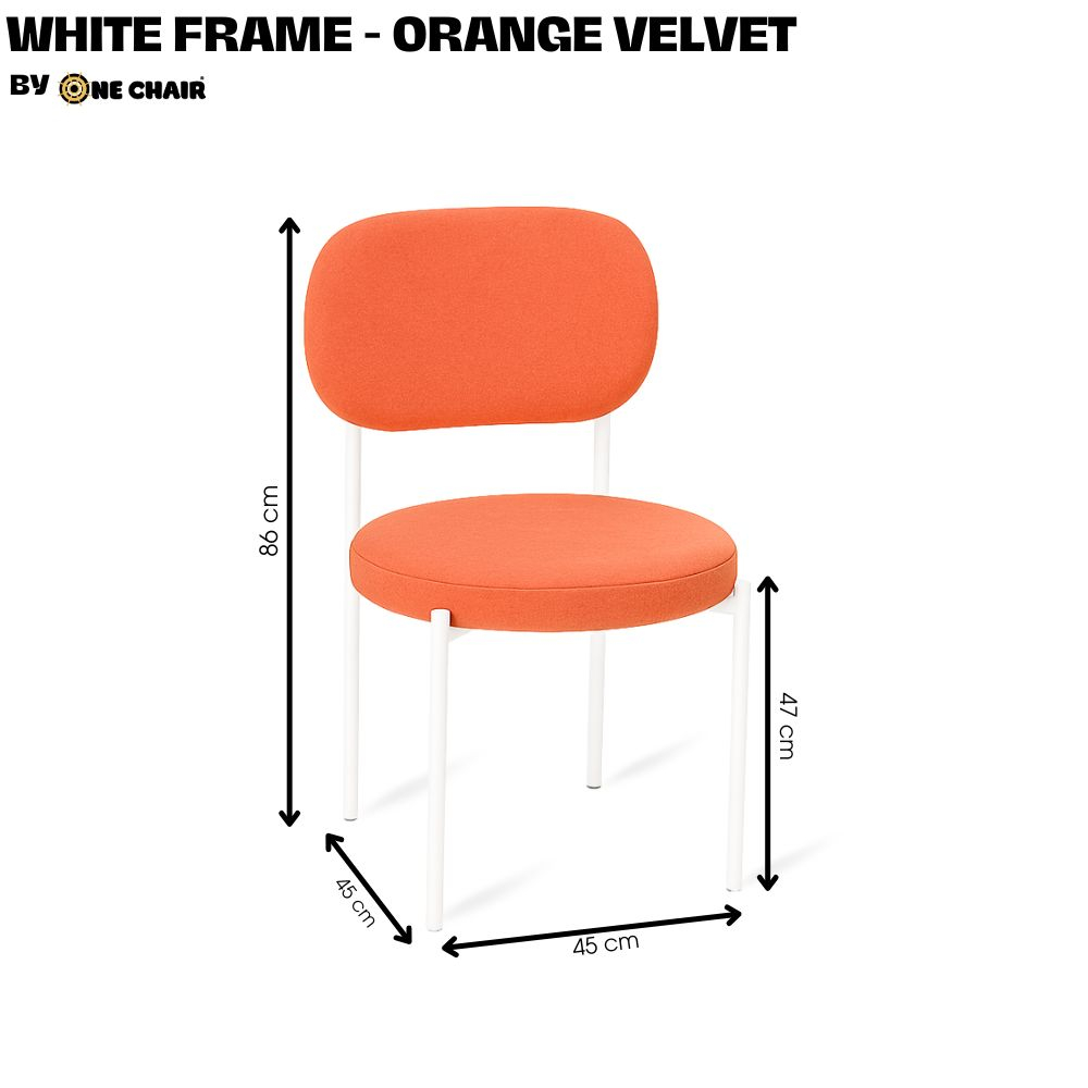 Ghế Velvet Cam Khung Trắng – Điểm Nhấn Trẻ Trung Cho Sự Kiện & Tiệc Cưới Hiện Đại