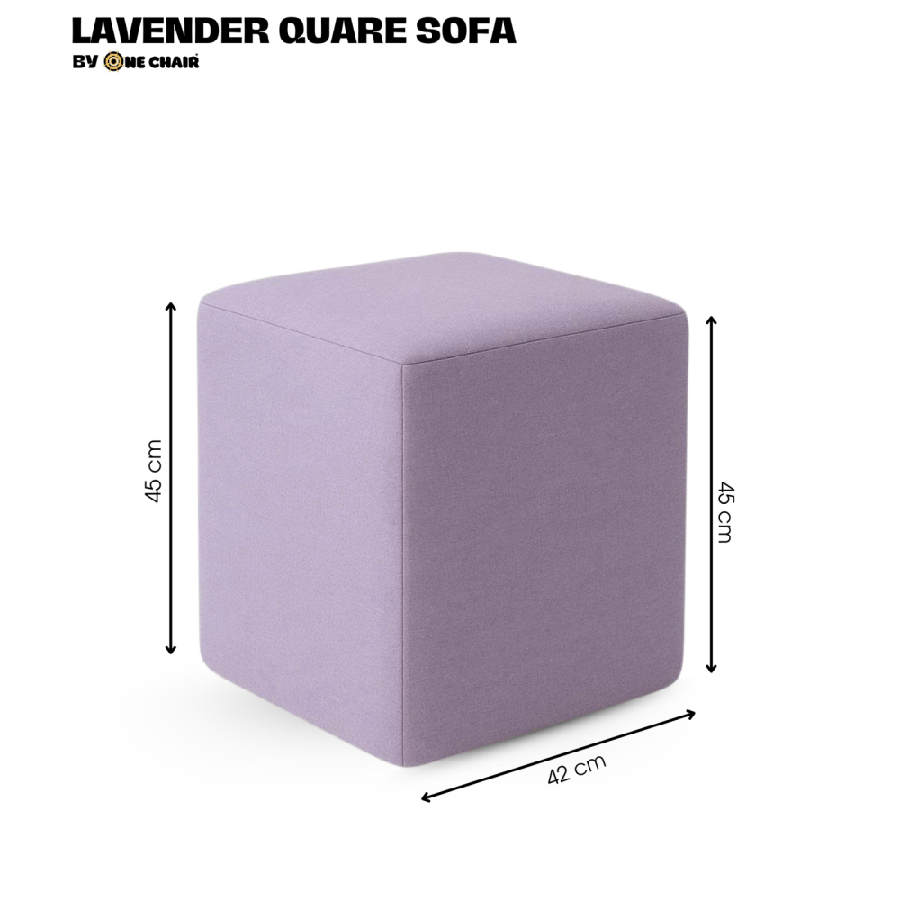 Ghế Ottoman Vuông Màu Lavender – Dịch Vụ Cho Thuê Ghế Sự Kiện Tinh Tế & Thơ Mộng