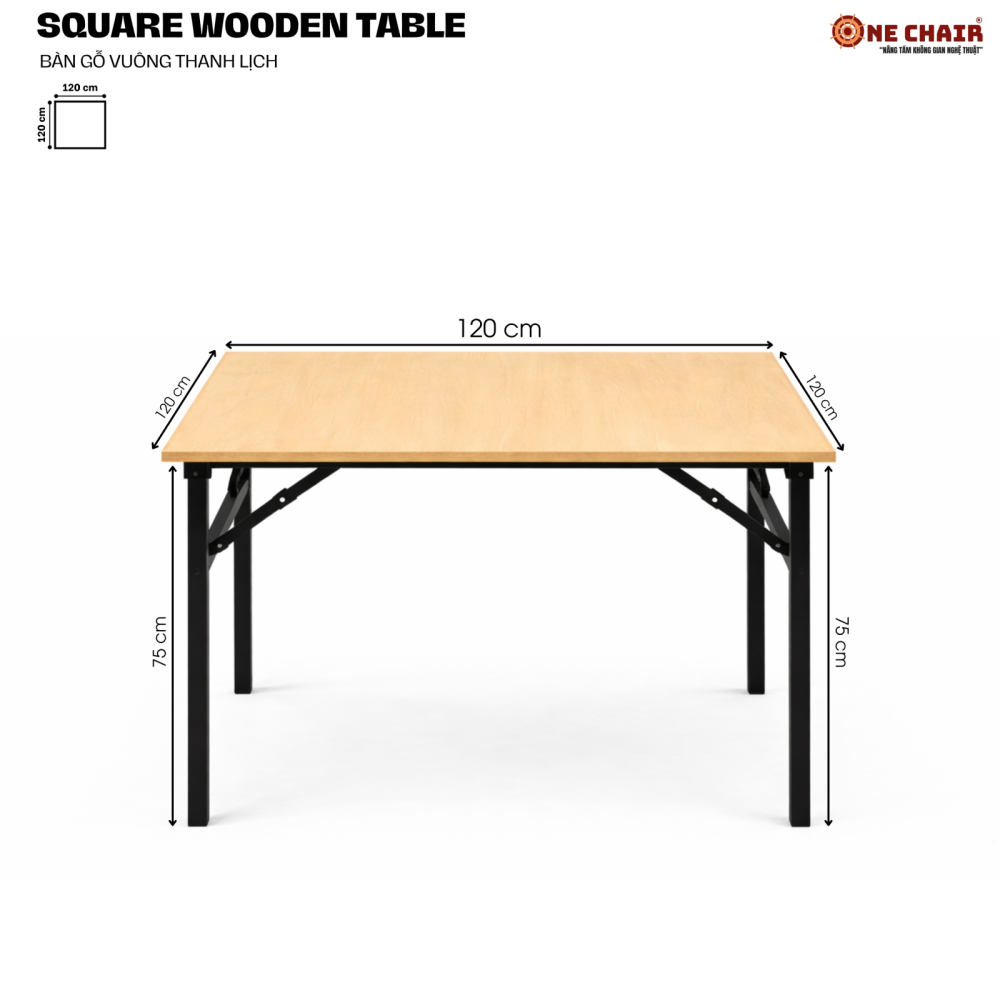 BÀN SỰ KIỆN VUÔNG – SIZE 120 × 120 CM