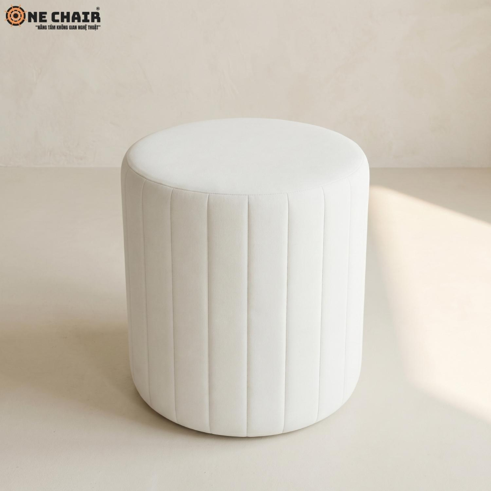 Đôn Tròn Sọc Trắng – Vải Nhung