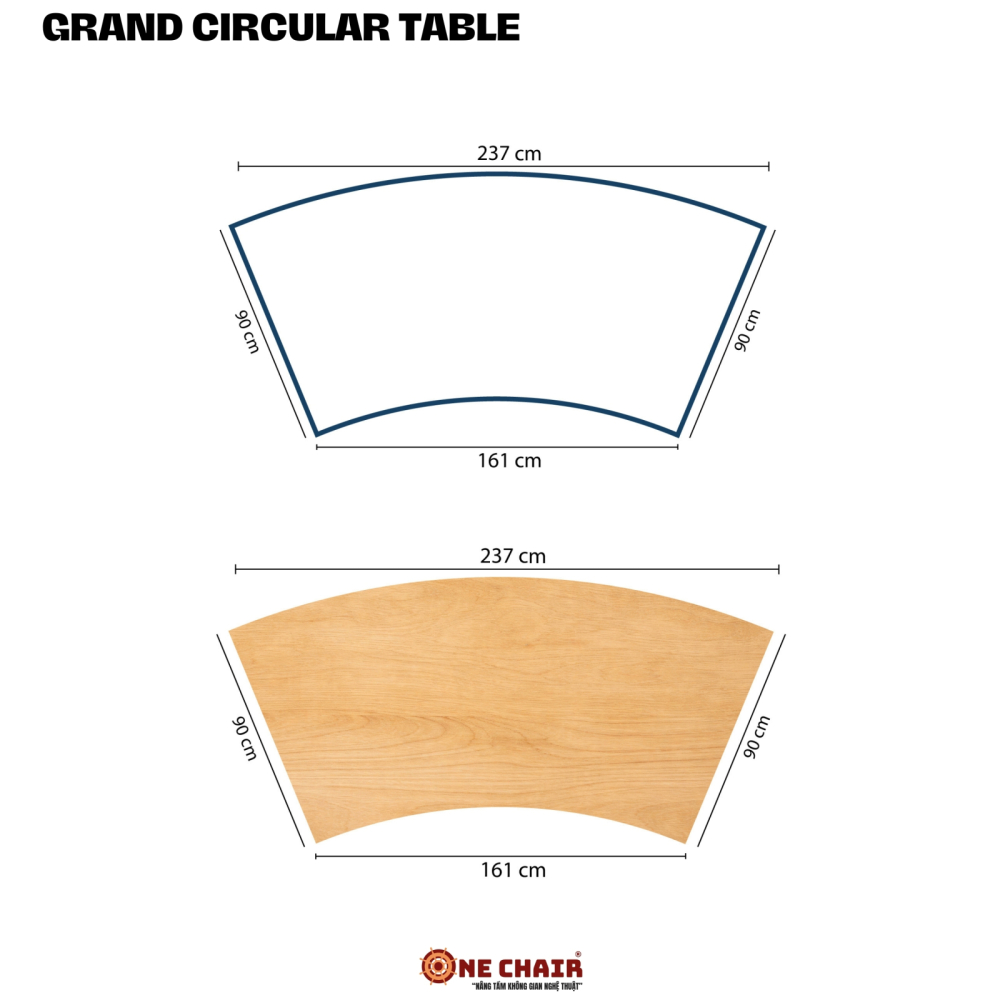 Bàn Tròn Trung Tâm Dạng Cung Tròn Size  6m2