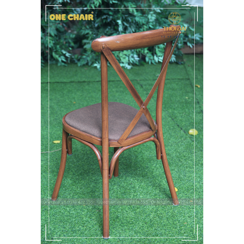 Ghế trang trí tiệc cưới crossback chữ X chéo lưng, sự kiện đám cưới ngoài trời