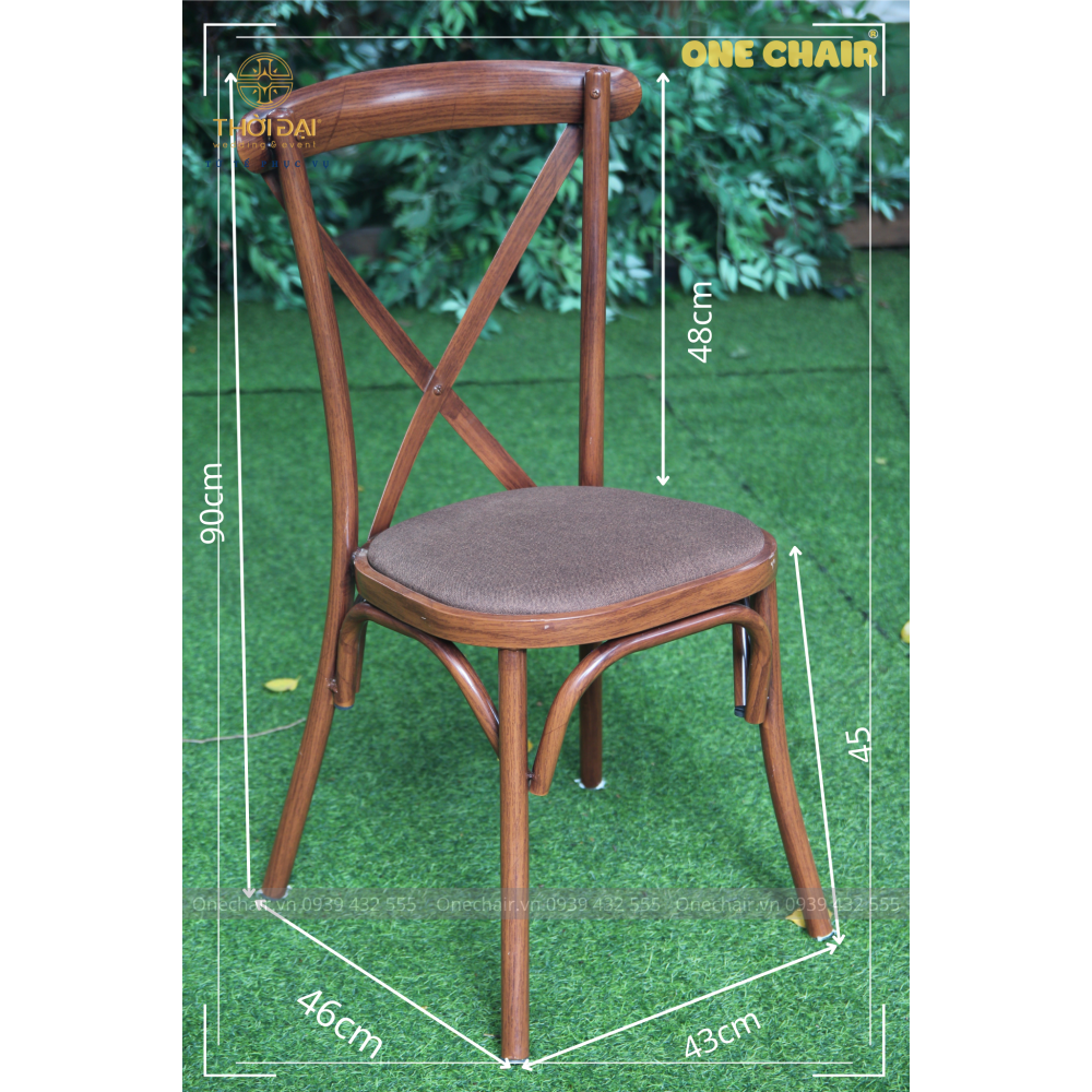 Ghế trang trí tiệc cưới crossback chữ X chéo lưng, sự kiện đám cưới ngoài trời
