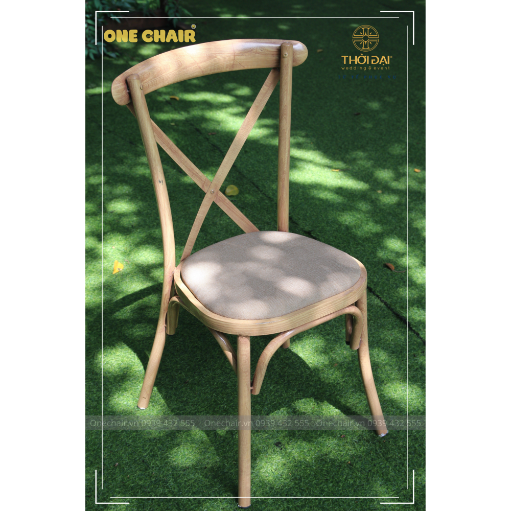 Ghế trang trí tiệc cưới crossback chữ X chéo lưng, sự kiện đám cưới ngoài trời