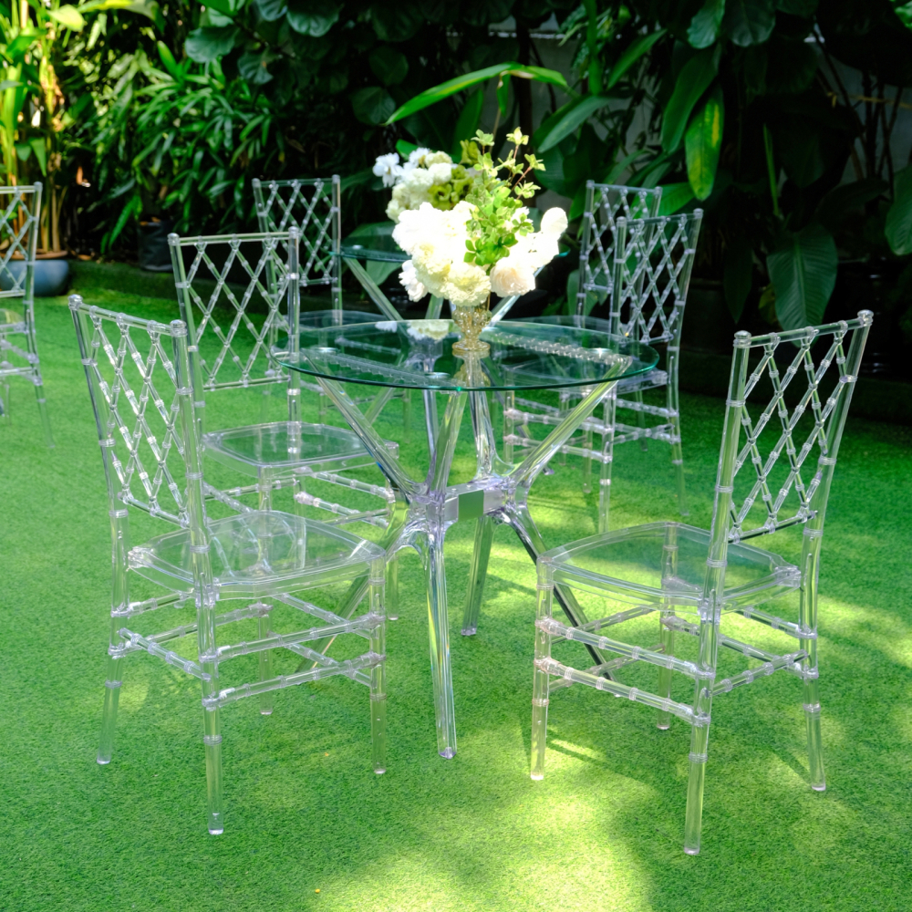 Diamond Chair – Bàn Ghế Bar Trong Suốt Hiện Đại Tinh Tế Cho Sự Kiện Sang Trọng