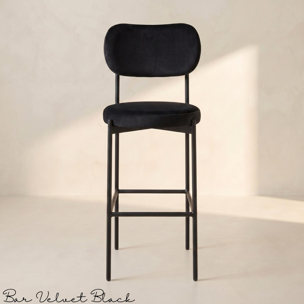 Bar Chair Velvet Black