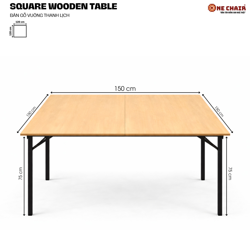 BÀN SỰ KIỆN VUÔNG – SIZE 150 × 150 CM