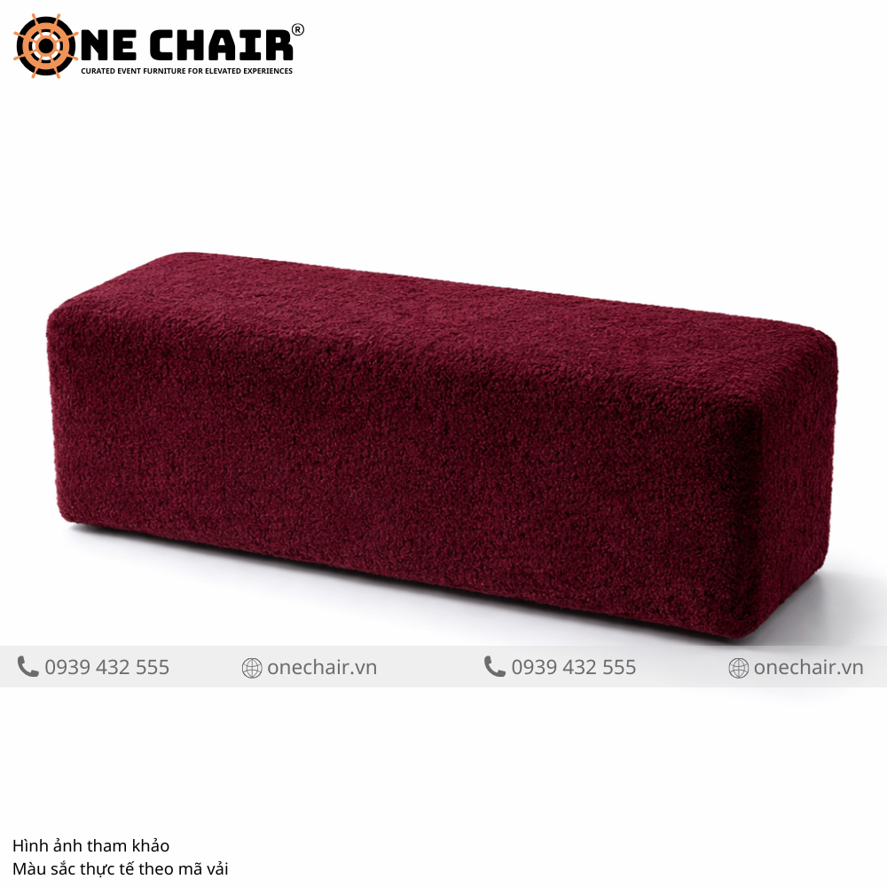 Sofa Băng Không Tựa Đỏ Mận Burgundy – Deep Romance Cho Không Gian Sự Kiện