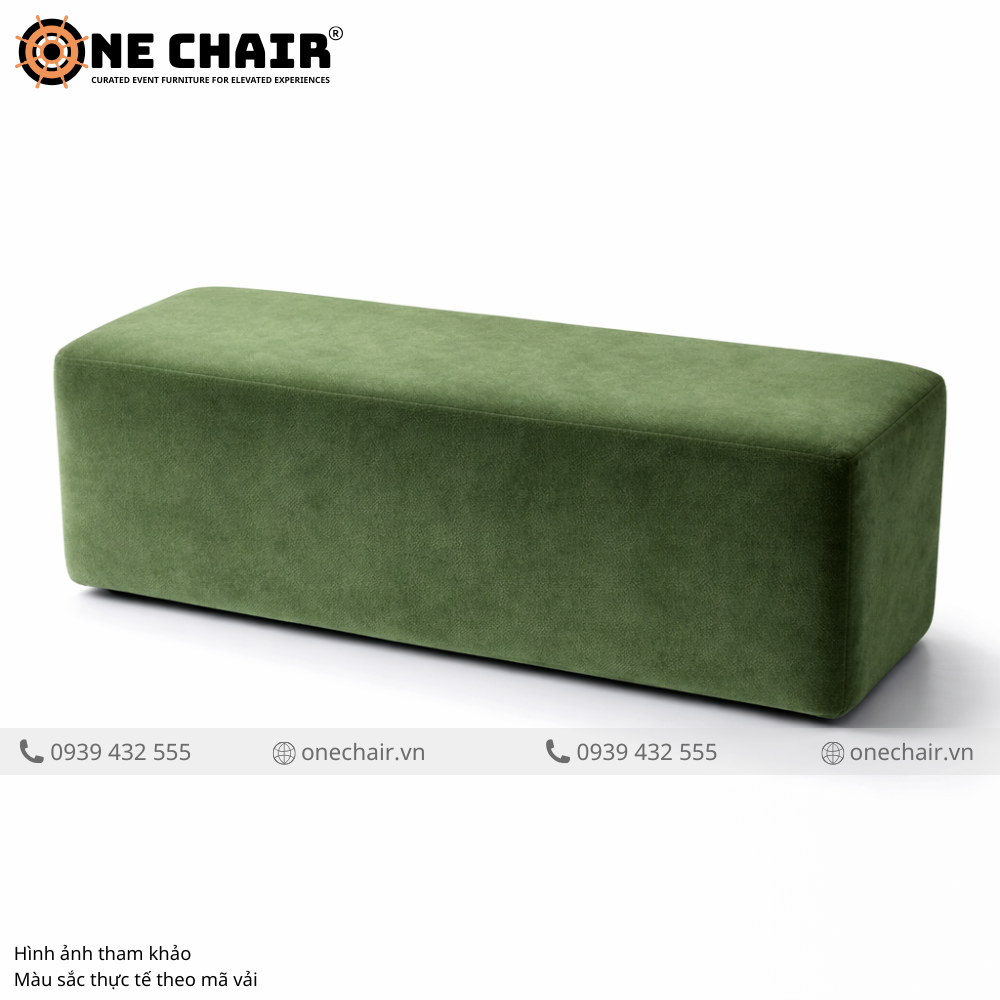 Sofa Băng Không Tựa Xanh Olive – Biophilic Green Cho Không Gian Sự Kiện