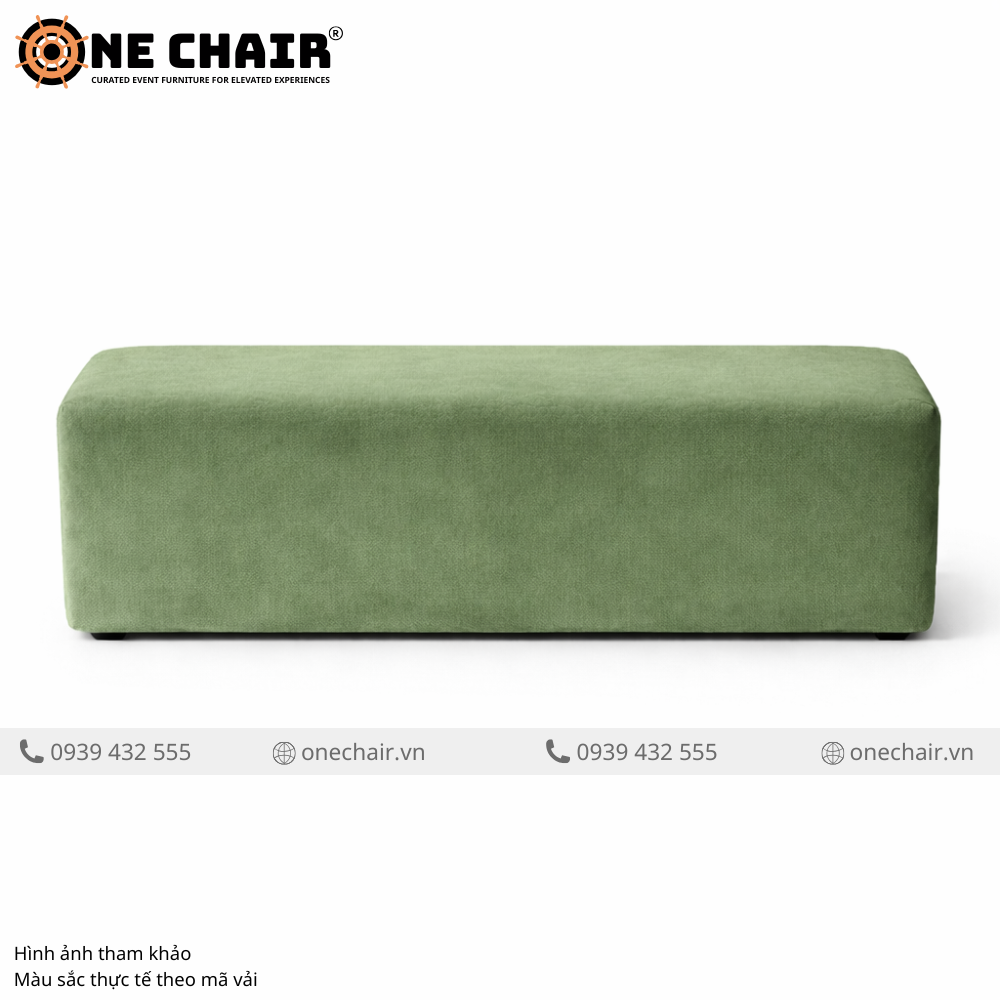 Sofa Băng Không Tựa Xanh Olive – Biophilic Green Cho Không Gian Sự Kiện