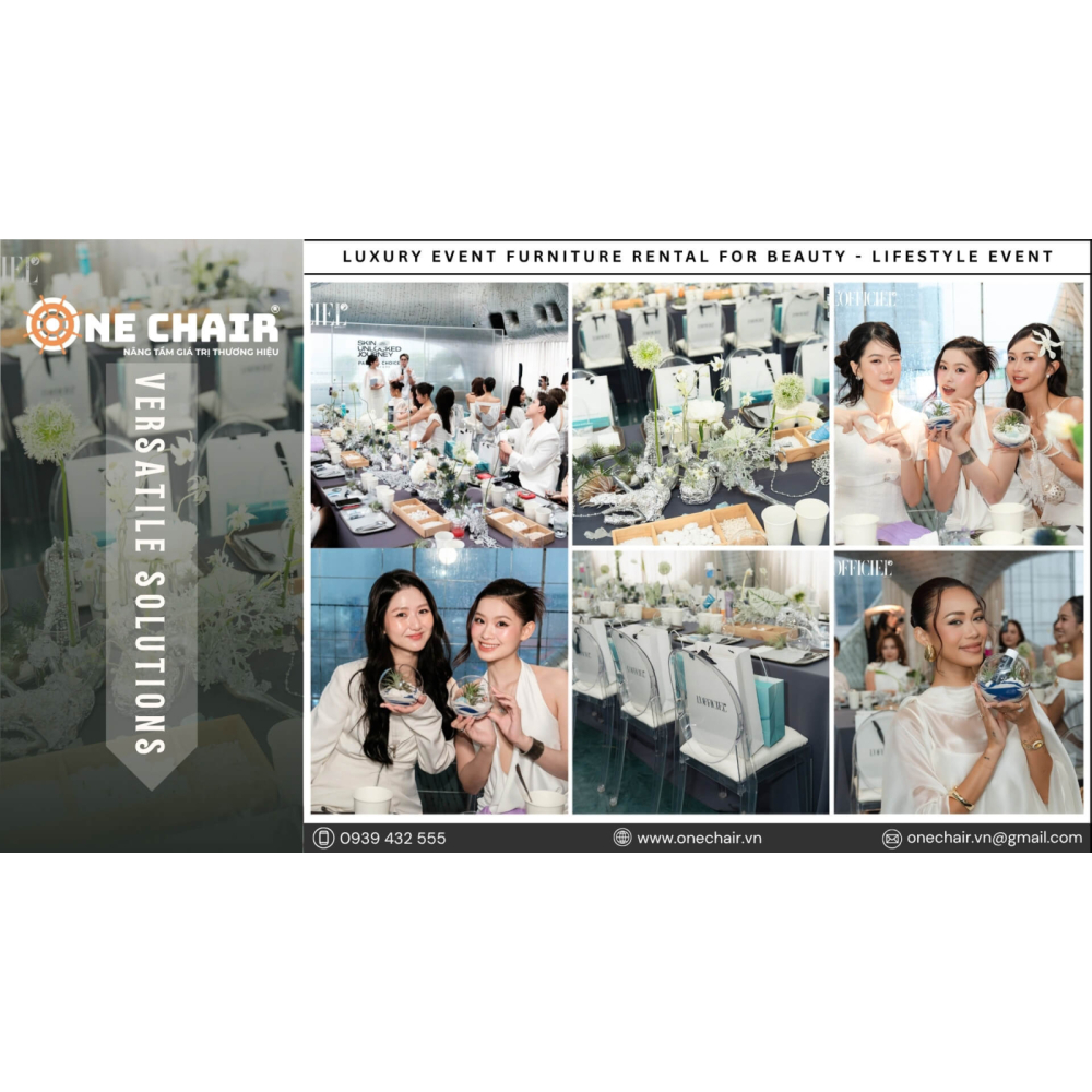 Dịch Vụ Cho Thuê Bàn Ghế Sự Kiện Beauty - Lifestyle Cao Cấp | ONE CHAIR Nâng Tầm Không Gian Nghệ Thuật Thương Hiệu