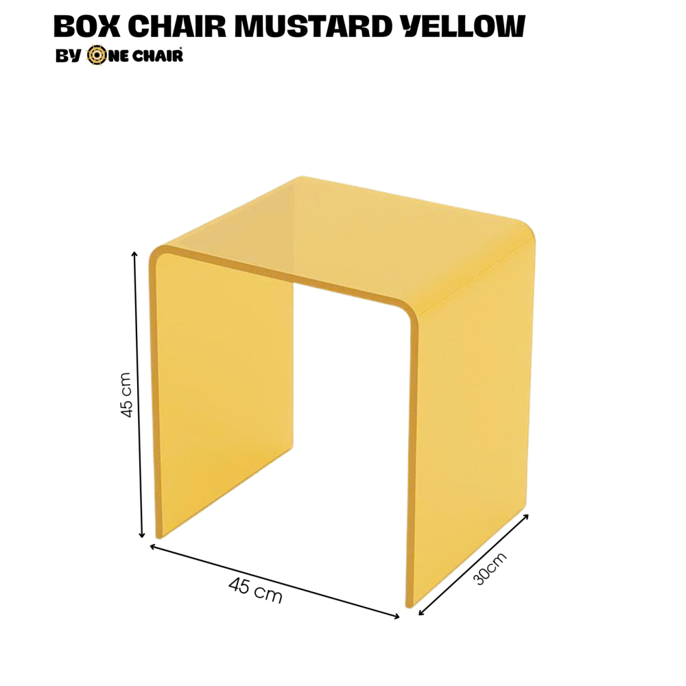 Box Chair Mustard Yellow – Ghế Đôn Trong Suốt Màu Vàng Ấm Áp & Năng Động