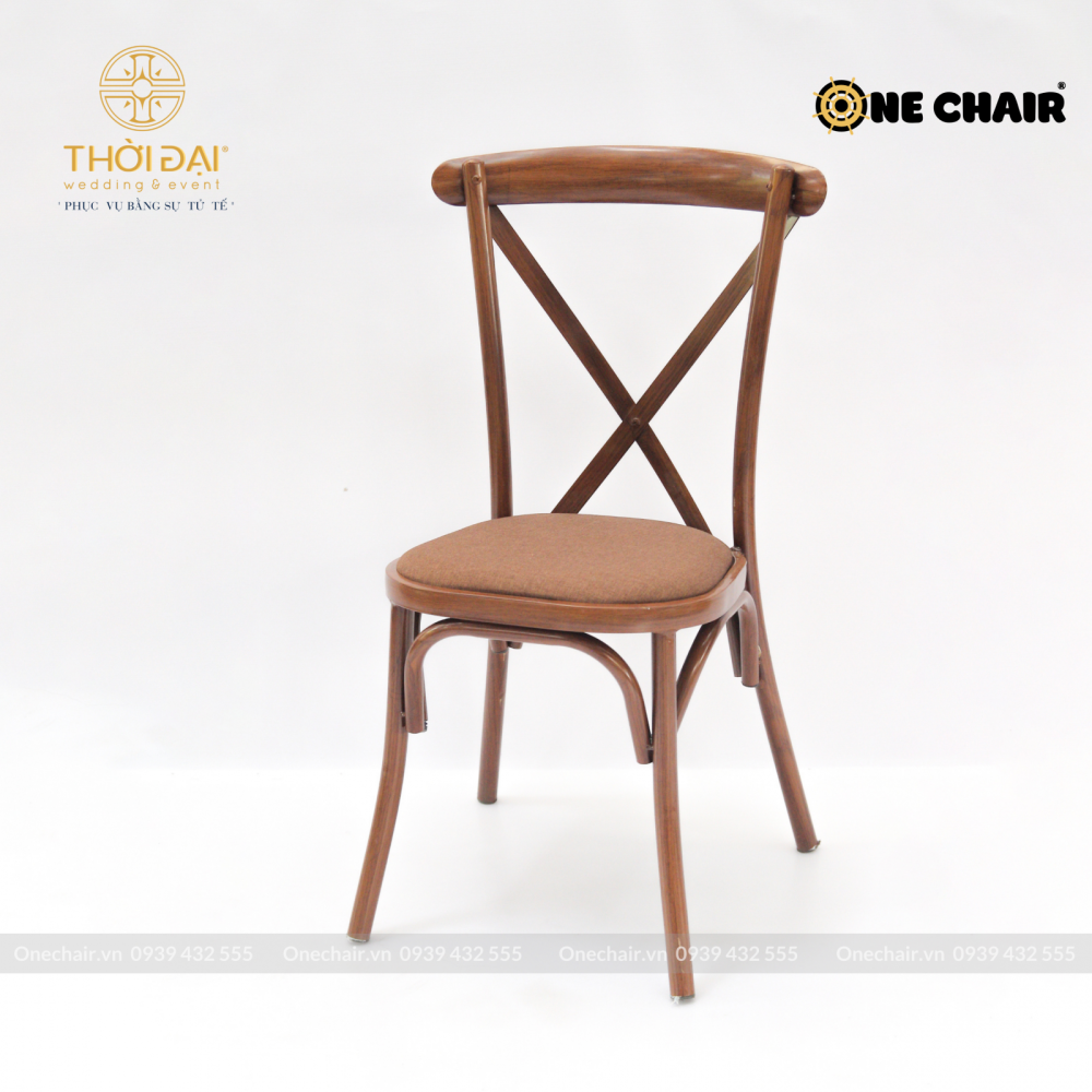 Ghế thép không gỉ crossback chữ X cho sự kiện tiệc cưới, nhà hàng khách sạn xếp chồng nên nhau đa năng