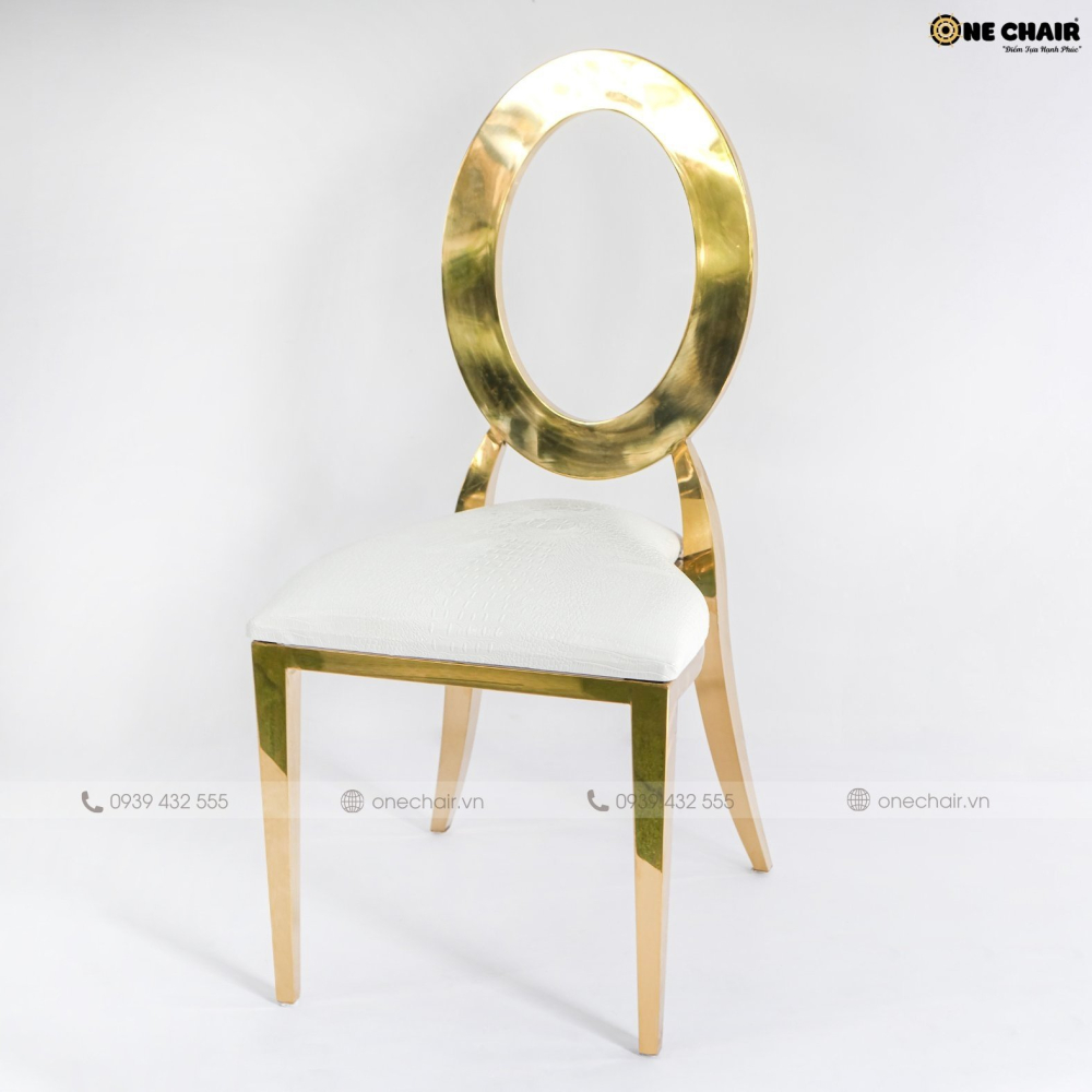 Ghế đám cưới Louis Oval mạ vàng cao cấp
