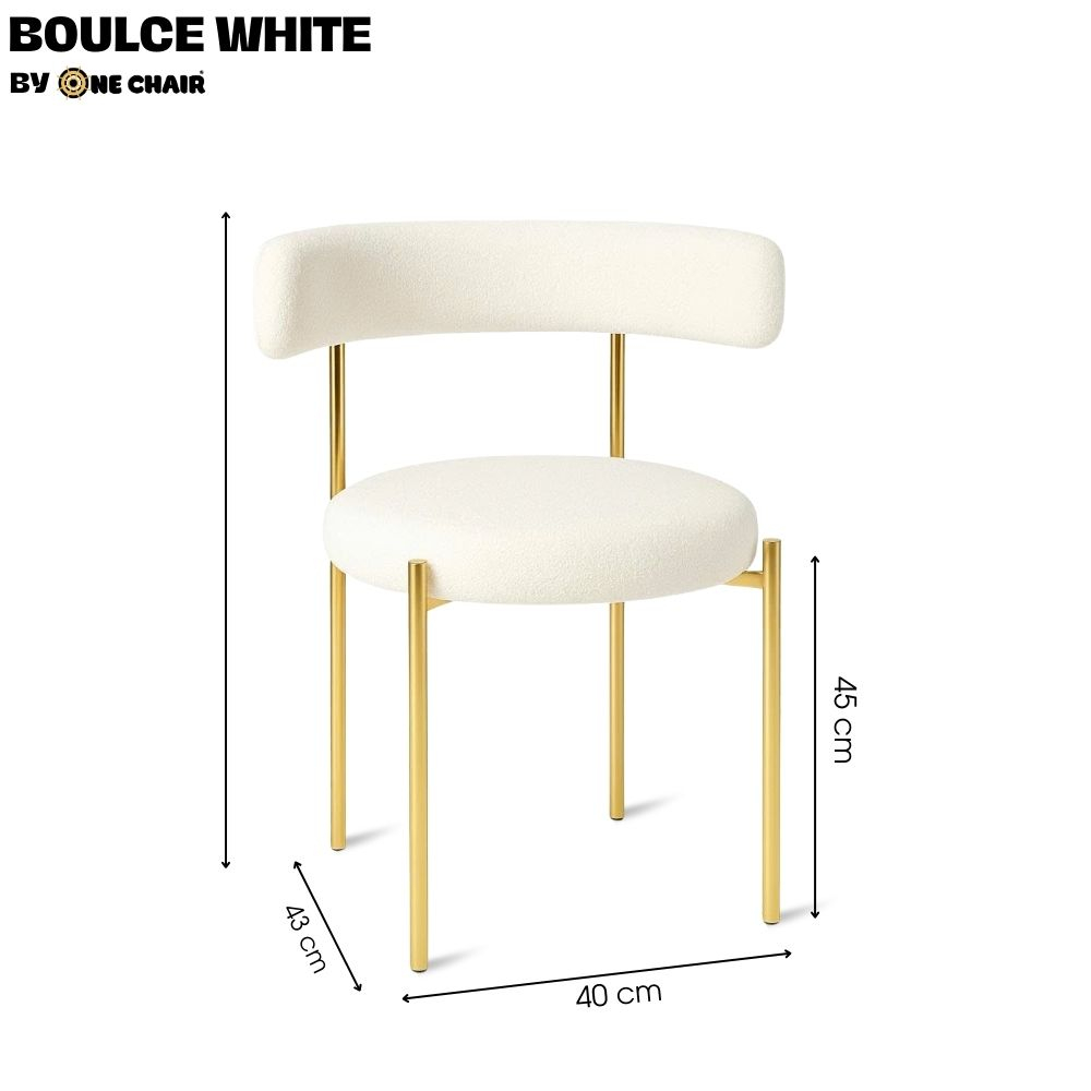 Boucle Trắng – Khung Kim Loại Vàng | Ghế Sofa Mini Thanh Lịch & Cao Cấp