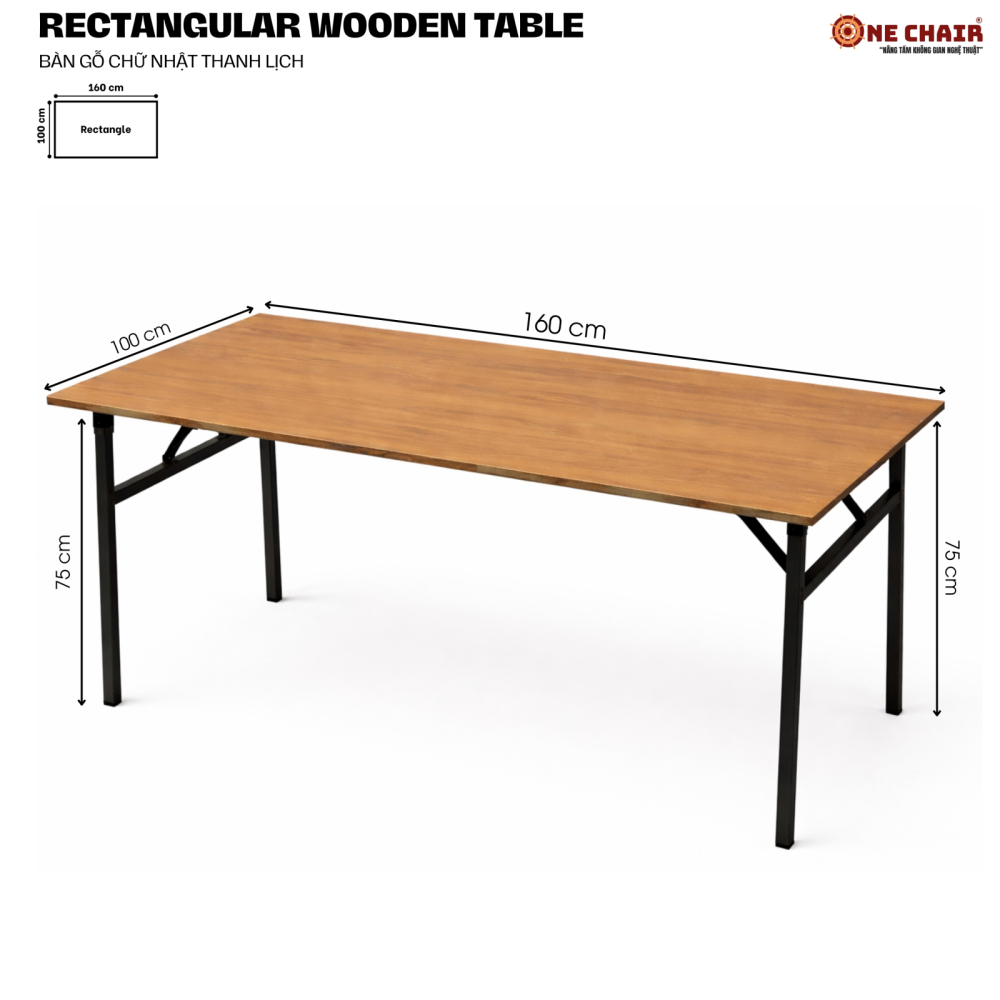 Bàn Chữ Nhật Sự Kiện – Size 160 × 100 × 75 cm