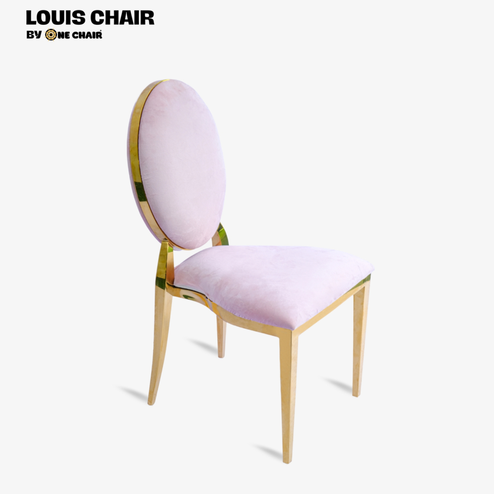LOUIS CHAIR PASTEL PINK – KHUNG VÀNG THANH LỊCH | GHẾ SỰ KIỆN NGHỆ THUẬT
