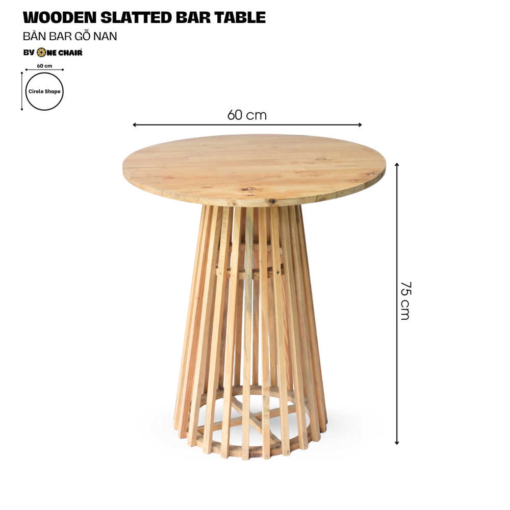 Bàn Bar Sự Kiện Sang Trọng / WOODEN SLATTED BAR TABLE – Bàn Bar Gỗ Nan Cao Cấp