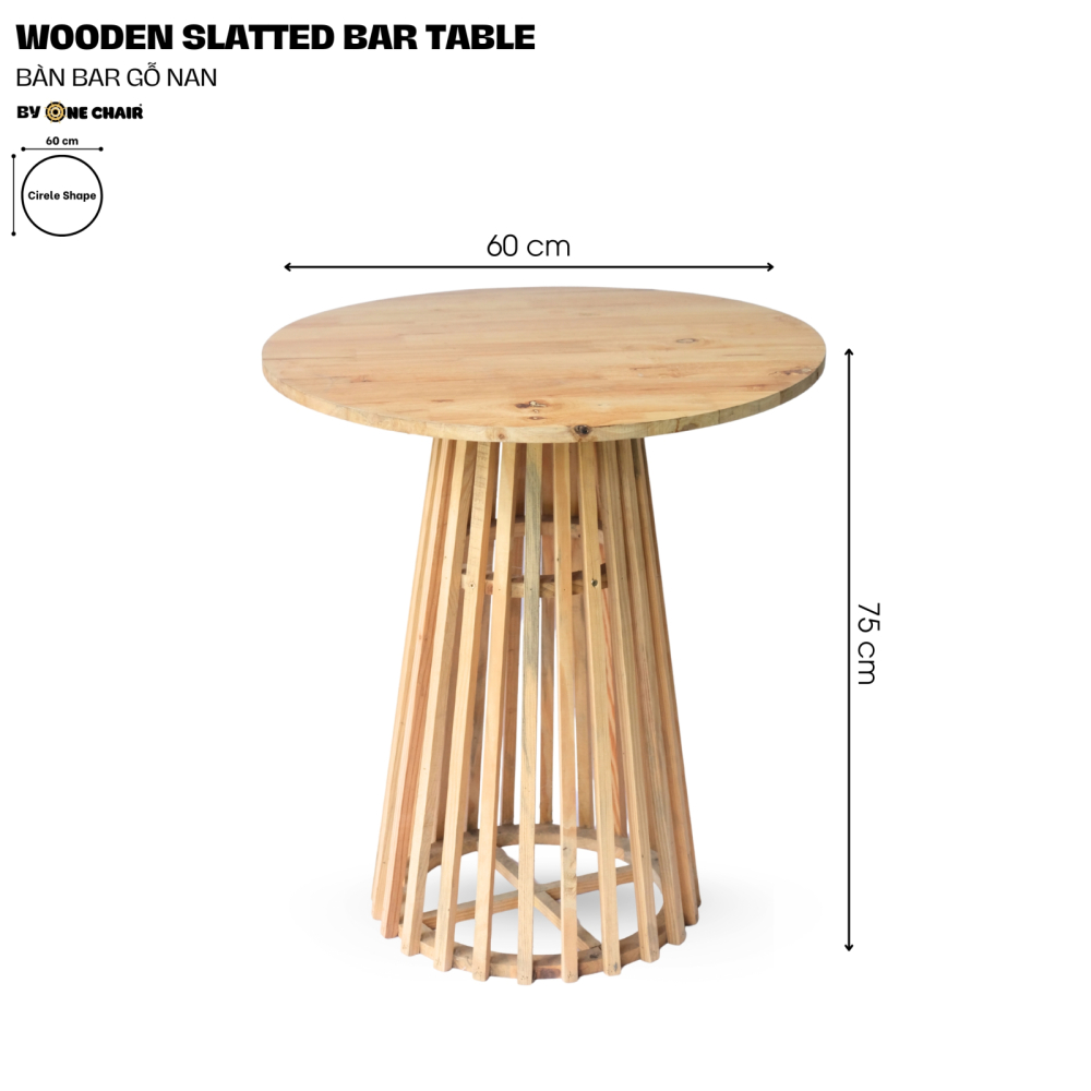 Bàn Bar Sự Kiện Sang Trọng / WOODEN SLATTED BAR TABLE – Bàn Bar Gỗ Nan Tự Nhiên