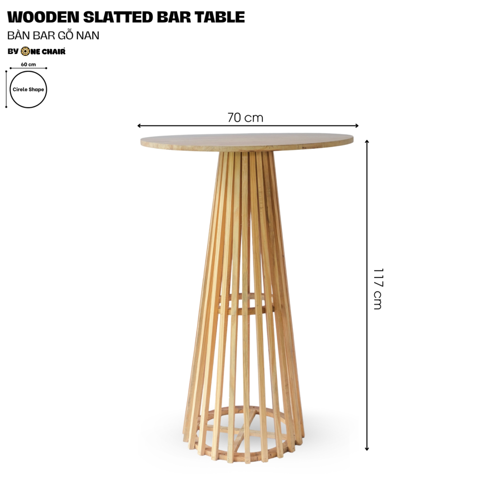 Bàn Bar Sự Kiện Sang Trọng / WOODEN SLATTED BAR TABLE – Bàn Bar Gỗ Nan Tự Nhiên