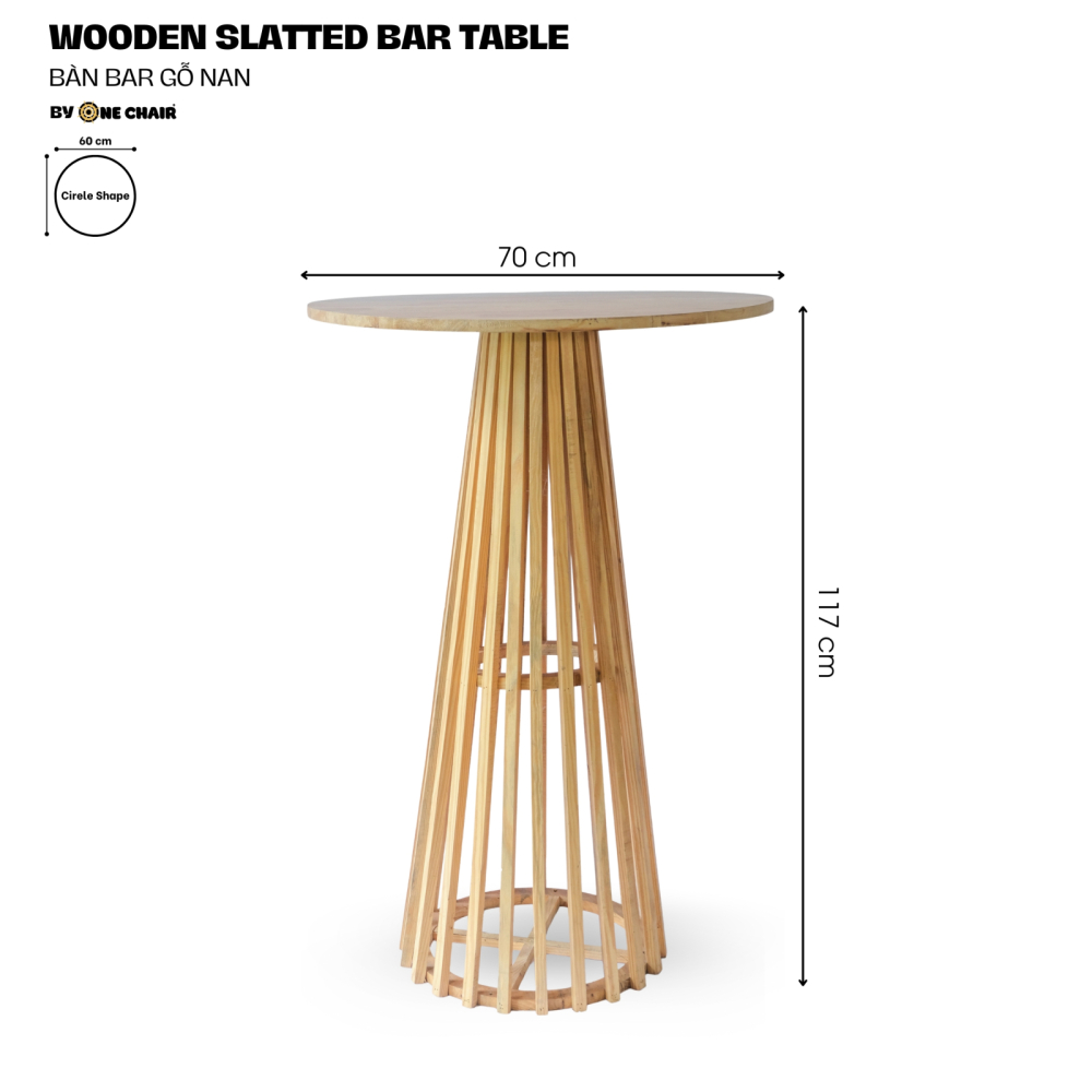Bàn Bar Sự Kiện Sang Trọng / WOODEN SLATTED BAR TABLE – Bàn Bar Gỗ Nan Cao Cấp
