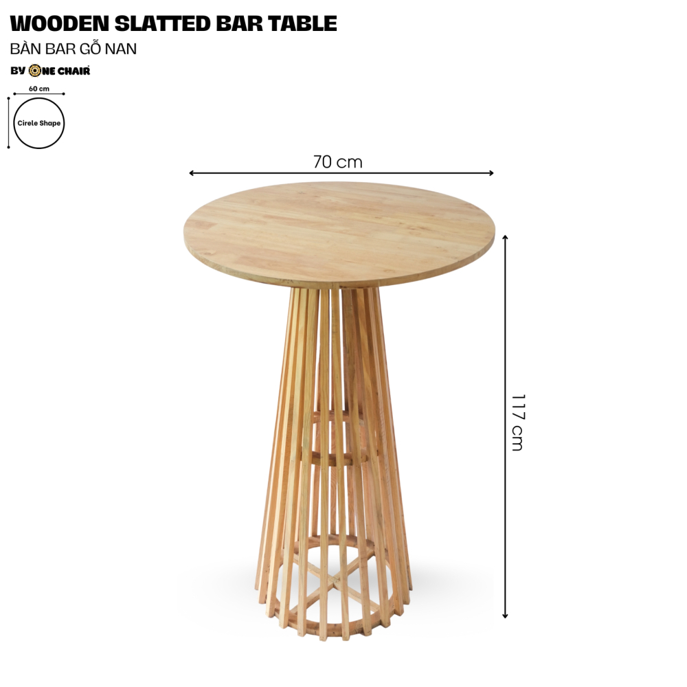 Bàn Bar Sự Kiện Sang Trọng / WOODEN SLATTED BAR TABLE – Bàn Bar Gỗ Nan Tự Nhiên