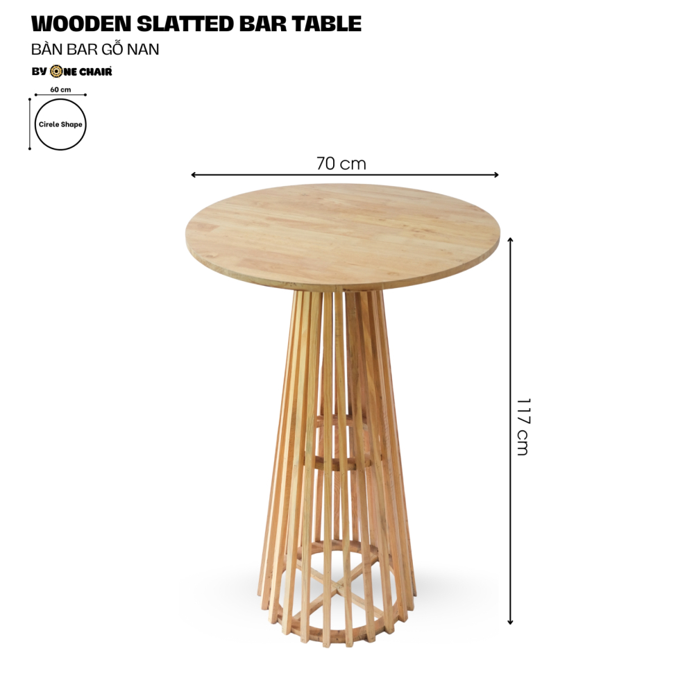Bàn Bar Sự Kiện Sang Trọng / WOODEN SLATTED BAR TABLE – Bàn Bar Gỗ Nan Cao Cấp