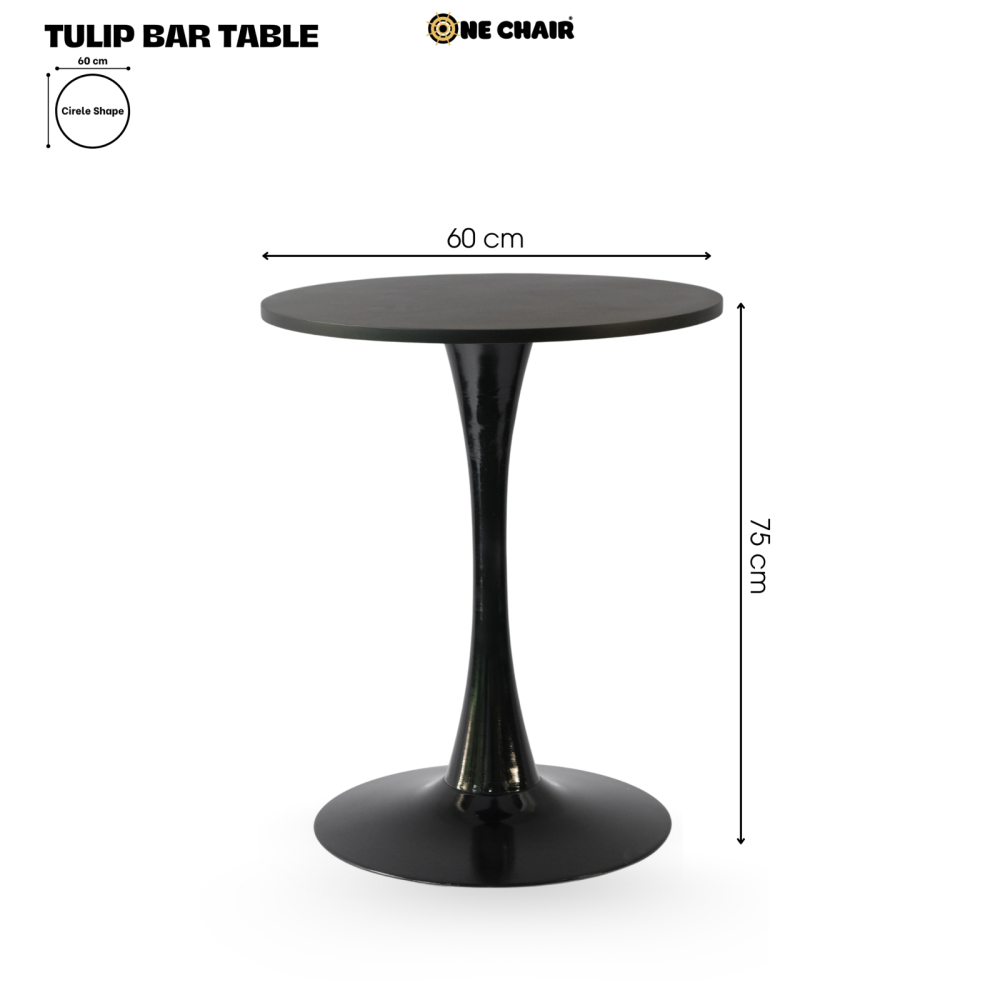 Bàn Bar Sự Kiện Sang Trọng / Tulip Bar Table – Bàn Tròn Chân Tulip Đen 75cm