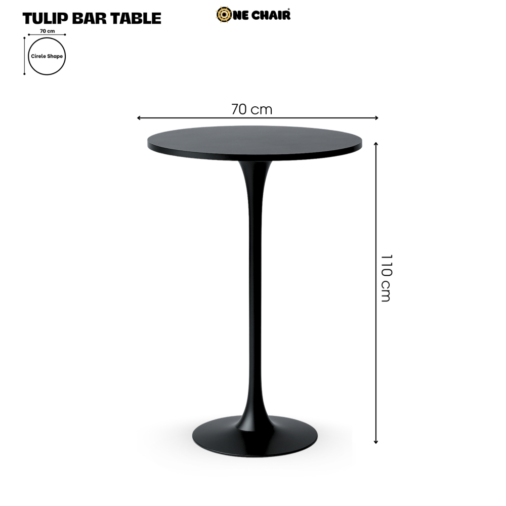 Bàn Bar Sự Kiện Sang Trọng / Tulip Bar Table – Bàn Tròn Chân Tulip Đen 75cm
