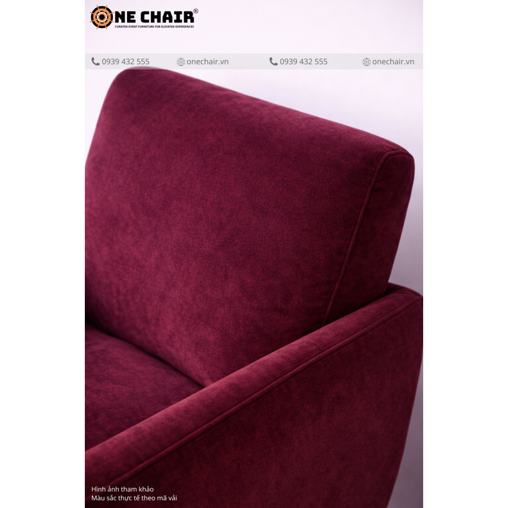 Sofa Đơn Nhung Đỏ Burgundy – Lãng Mạn & Quyến Rũ Đến Từng Chi Tiết