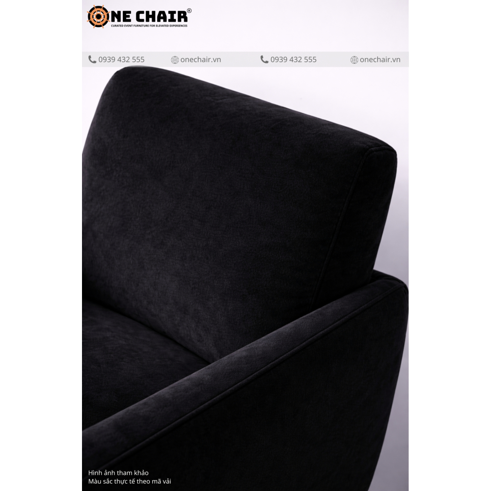 Sofa Đơn Sự Kiện Nhung Đen – Biểu Tượng Dark Luxury Cho Sự Kiện Thống Trị Thị Giác