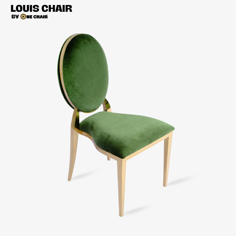 Louis Chair Nhung Xanh - Ghế Tiệc Cưới Mạ Vàng Sang Trọng, Cá Tính