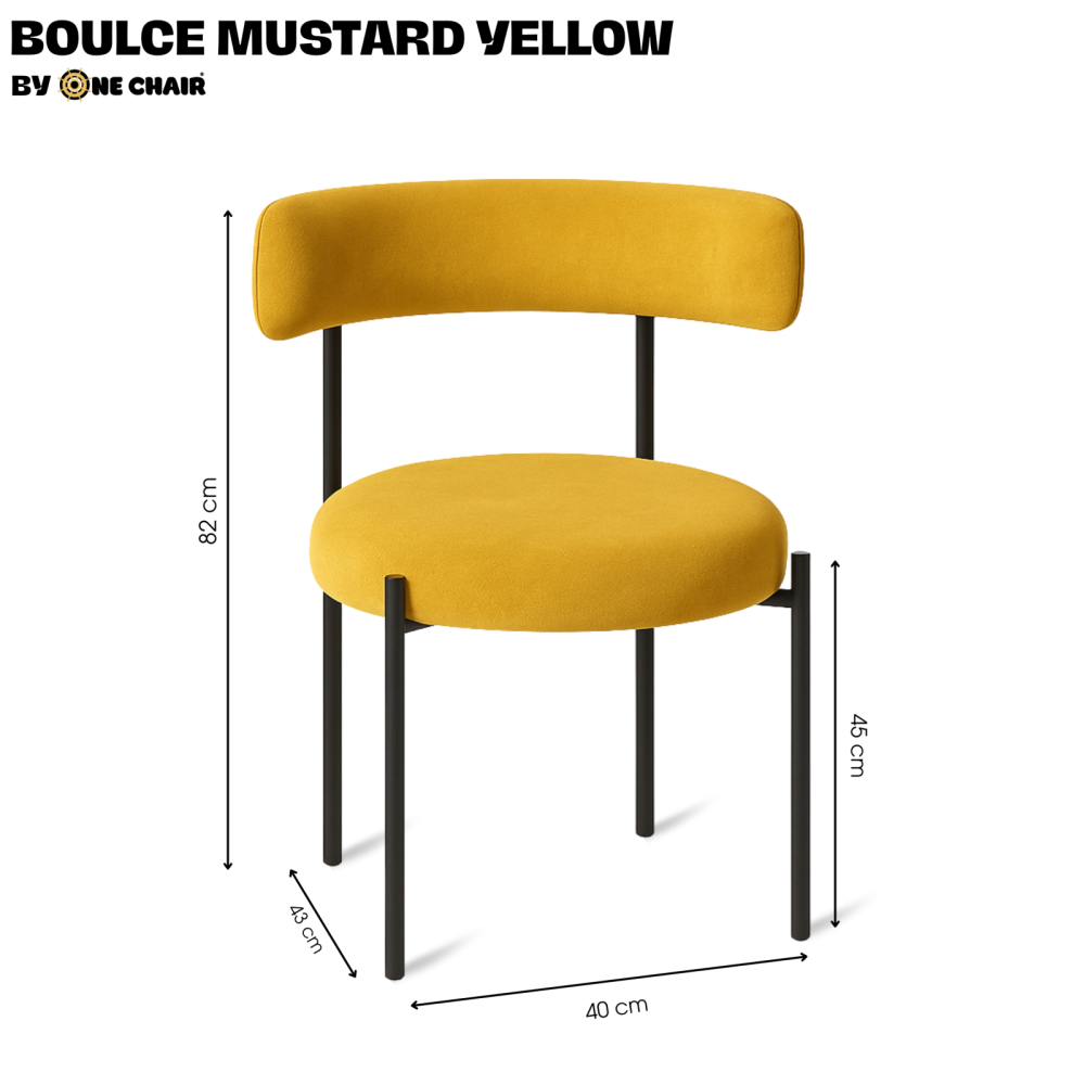 Bouclé Mustard Yellow – Khung Kim Loại Đen | Ghế Sofa Mini Sang Trọng