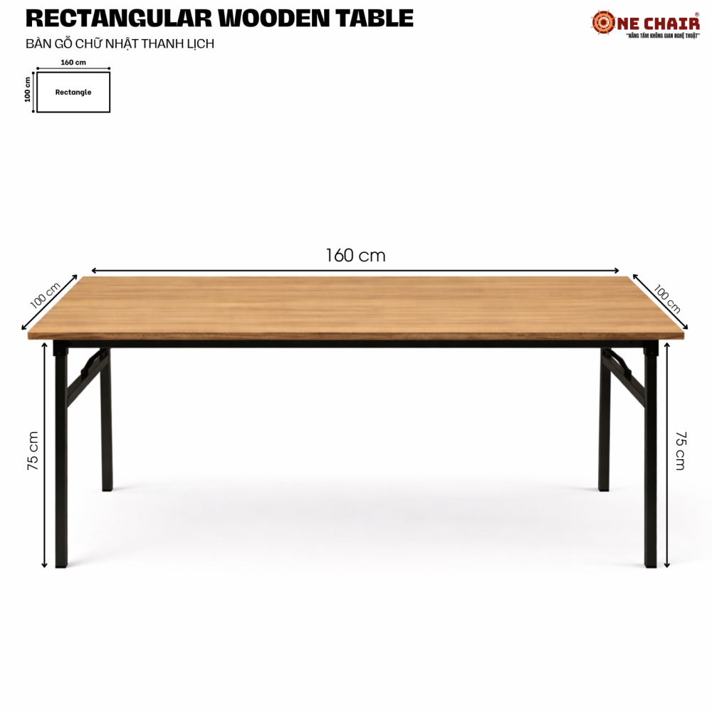 Bàn Chữ Nhật Sự Kiện – Size 160 × 100 × 75 cm